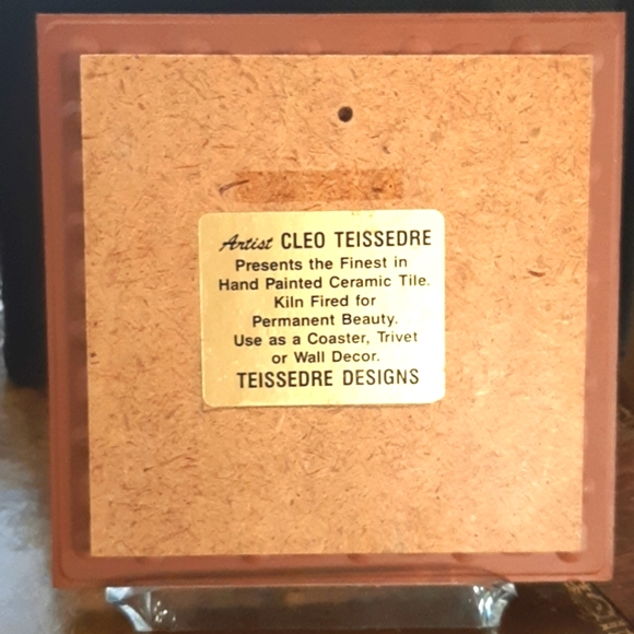 Teissedre Signed Red Clay Ceramic Tile - Picture 4 of 5